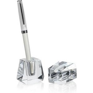 QFkris 2-Pack Crystal Single Pen Holder for Desk, 1.8" Fancy Fountain Pen Stand, Glass Feather Pencil Holder for Office Desktop Decoration, Gift for Man Woman Students Teachers Father Boyfriend