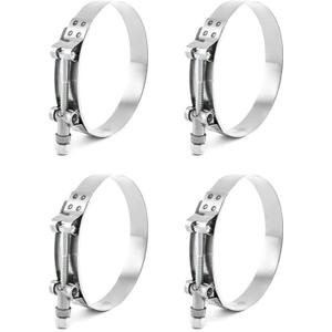 QWORK 3.5" T-Bolt Hose Clamp Stainless Steel, Working Range 95mm - 103mm for 3.5" Hose ID, Turbo Intake Intercooler Clamp, 4 Pack