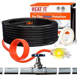 HEATIT Water Pipe Heat Tape - Prevent Freezing & Easy Installation for Metal & Plastic Pipes, CSA & ETL Certified Heat Trace Cable, All-Weather Protection, Trusted Choice HISD 3ft, 7w/ft, 120V