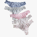 Women's 5pack Cute Panties Floral Print Low Rise Frilly Panties Coquette Underwear Set, Size M