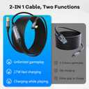 Link Cable with 27W Charging Port 25FT, Compatible with Meta Oculus Quest 2, Pico 4, PC VR, Steam VR, USB 3.0 A to USB C 5Gbps Cable for VR Headset, Unidirectional, Note: Not for Quest 3 Version 79