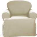 SureFit Duck Solid T-Cushion Chair Cover, Relaxed Fit, 100 Percent Cotton, Machine Washable, 1 Count (Pack of 1), Natural