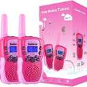 Selieve Walkie Talkies for Kids, 22 Channels 2 Way Radio with Backlit LCD and Flashlight, 3 Mile Range, Pink, 2 Pack