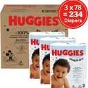 Huggies Size 2 Diapers, Snug & Dry Baby Diapers, Size 2 (12-18 lbs), 234 Count (3 Packs of 78)