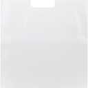 100 Clear Handle Bags 12x15, Extra Thick 2.25 Mil Retail Plastic Shopping Merchandise Gift Bags Tear Resistant Strong Durable Anti Stretch For Small Business LDPE Die Cut, ClearBags, 100% Recyclable