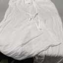Women's See Through Beach Lounge Pants Lightweight Wide Leg High Waisted Drawstring Linen Breathable Cover Up (Medium, White)