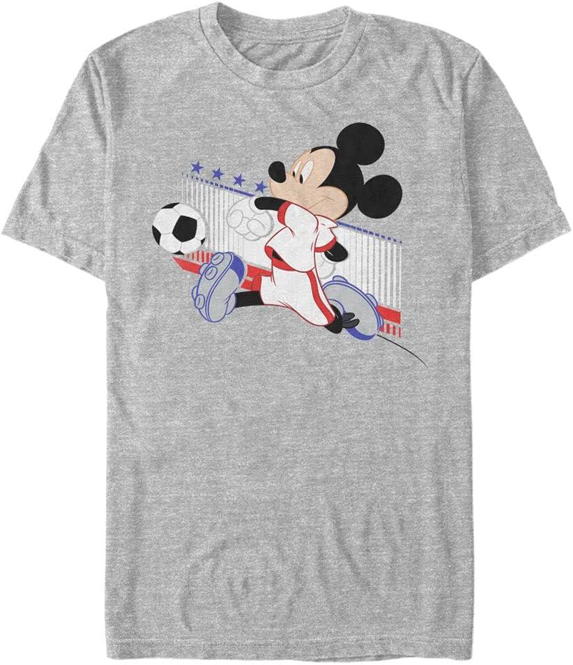 Disney Classic Mickey France Kick Men's Tops Short Sleeve Tee Shirt (Large Tall, Athletic Heather)