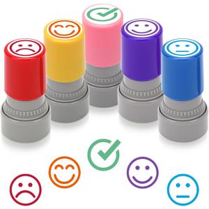 5 PCS Teacher Stamps for Classroom Self-Inking Rubber Behavior Stamps for Grading Cute Motivational Scoring Stamp Set for Homework Test Encouraging Students School Supplies(Style C Multicolor)