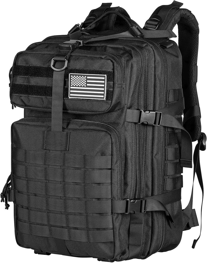 Himal Military Tactical Backpack - Large Army 3 Day Assault Pack Molle Bag Rucksack,40L (Black)