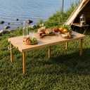 Folding Wooden Picnic Table, All-in-One Storage Box Design Portable Solid Wood Low Profile Table for Indoor Home, Outdoor Camping, Beach and Patio
