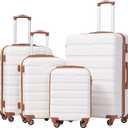 Coolife Luggage 4 Piece Set Suitcase Spinner Hardshell Lightweight TSA Lock (16in20in24in28in, family set-apricot white)