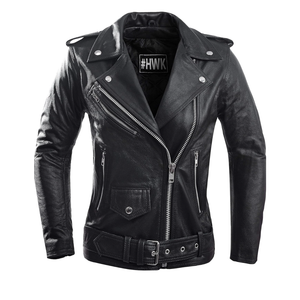 HWK Brando Leather Motorcycle Jacket for Women, Genuine Leather Jacket for Weather & Water Resistant Motorbike Riding L