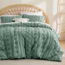 Bedsure Boho Duvet Cover Queen Size - Tufted Duvet Cover Queen Set for All Seasons, 3 Pieces Soft Shabby Chic Embroidery Boho Bedding, Comforter Not Included (Sage Green, 90" x 90")