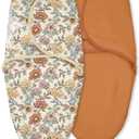Baby Swaddles for Newborn Organic Cotton,Soft & Snug Newborn Velcro Swaddle 0-3 Months Sleep Sack Helps Calm Startle Reflex, 2-Pack Wrap Nursery Swaddling Blankets Retro Floral