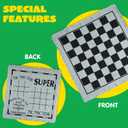 3-in-1 Vintage Giant Checkers, Tic, Tac, Toe, with Reversible Mat, 24 Chips, Family Board Game, Lawn Game, BBQ Party Favor, Indoor and Outdoor Activity for Kids and Adults