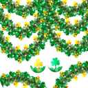 50FT St Patrick's Day Tinsel Garland, Green Gold Shamrock Tinsel Garland Clover Tinsel Twist Hanging Garland for Outdoor Indoor Home Tree Room Holiday Disco Party Irish St Patricks Day Decorations