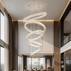 6-Ring Crystal LED Chandelier, Dimmable Pendant Light with Remote
3000-6500K, Adjustable Height up to 118", K9 Crystal & Stainless Steel for Foyer, Staircase & High Ceilings