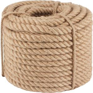 Twisted Manila Rope 3/4 in x 50 ft Natural Jute Ropes Thick Hemp Rope for Railing Docks Tug of War Decorating Crafts Nautical Landscaping Swing Hammock