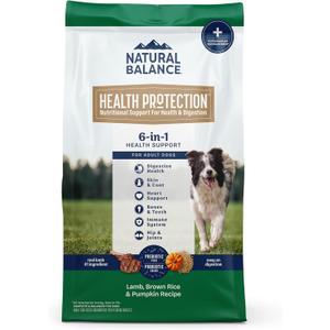 Natural Balance Health Protection Dry Dog Food  Whole Body Health, Easy on Digestion Dog Food Made with Lamb, Brown Rice & Pumpkin for Dogs - 4lbs. (EXP 03/17/27)