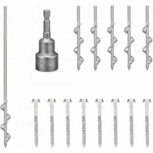 MorningRo 24'' Mobile Home Anchors, Set of 4 Ground Anchors Screw in with Brackets and Drill Bit Ground Anchors Heavy Duty Shed Anchor Kit Earth Anchors for Storage Sheds, Swing Sets, Carports