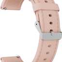 3 x WalkerFit Genuine Leather Quick Release Watch Band 20mm/22mm, Soft Leather Replacement Strap for Men & Women, Classic Elegant Wristband Compatible with Most Smart Watches (Blue/Pink)