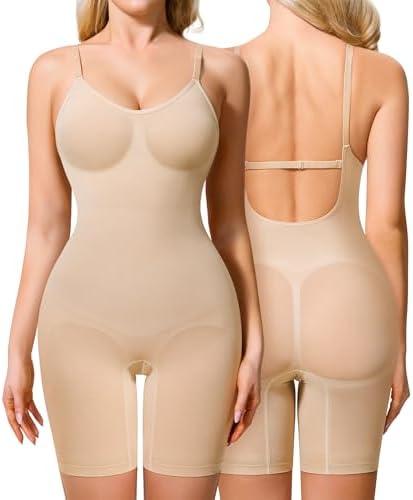 Irisnaya Shapewear Bodysuit for Women Tummy Control Backless Low Back Body Suits for Womens Full Body Shaper Body Suit M