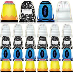 2 x Noxglory 24 Pcs Teacher Drawstring Gift Bags 6.9x5.3 Inch 4 Style Pencil Notebook Crayon Shaped Gift Bags Teacher Appreciation Present Sacks Goodie Candy Treat Bags for Teacher Classroom Party Favors
