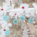 5 Pcs Christmas Crystal Beaded Snowflake Ornaments 3.2 Inch Clear Acrylic Pearls Beaded Hanging Ornaments Kits Christmas Tree Decorations for Winter Party Indoor Home Decorations(Blue)