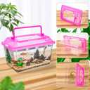 12Pcs Plastic Reptile Terrariums Carrier Cage, Tarantula Enclosure Breeding Box Hatching Container Transparent Fish Tank Turtle Aquarium with Random Color Lid for Lizards, XL(10.6" x 6.7" x 5.9")