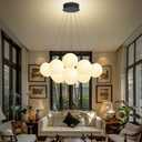 Modern Bubble Chandelier 13-Light White Glass Chandeliers Black