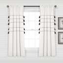 Lush Decor Farmhouse Boho Stripe Woven Tassel Yarn Dyed Cotton Window Curtain Panel Pair, 63" L x 42" W, Ivory & Black