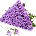 36 Pcs Silk Purple Rose Bouquet Bridal Artificial Flowers,Fake Rose Long Stem Realistic Artificial Flowers Bulk for Wedding Bouquet Ball Arrangement Centerpiece Party Decor