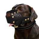 Dog Muzzle, Leather Basket Soft Muzzles Medium Breeds, Pitbull Dog Muzzle Amstaff, Staffordshire Terrier, German Shepherd, Dalmatian, Doberman Adjustable (M)