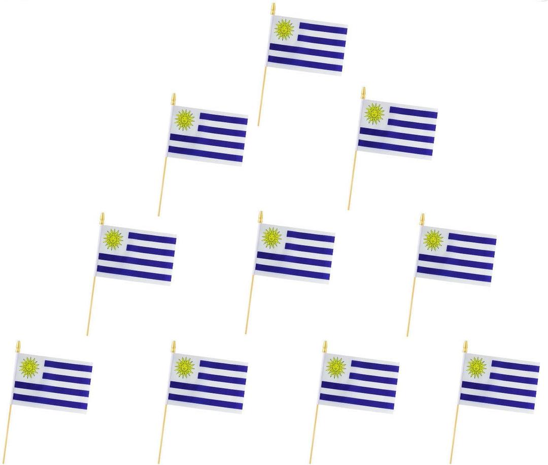 10 Pack Uruguay Flags -UY Handheld Flag- 5x8 in, Uruguayans Mini Flag. Suitable For Party Decorations, Store Displays, Bar Decorations And National Day Parades.