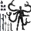 Assembly Completed T13 7.2inch Action Figure 3D Printed Multi-Jointed Movable T13 Nova 13 Robot 13 Action Figure Desktop Decorations for Game Lovers (Black)