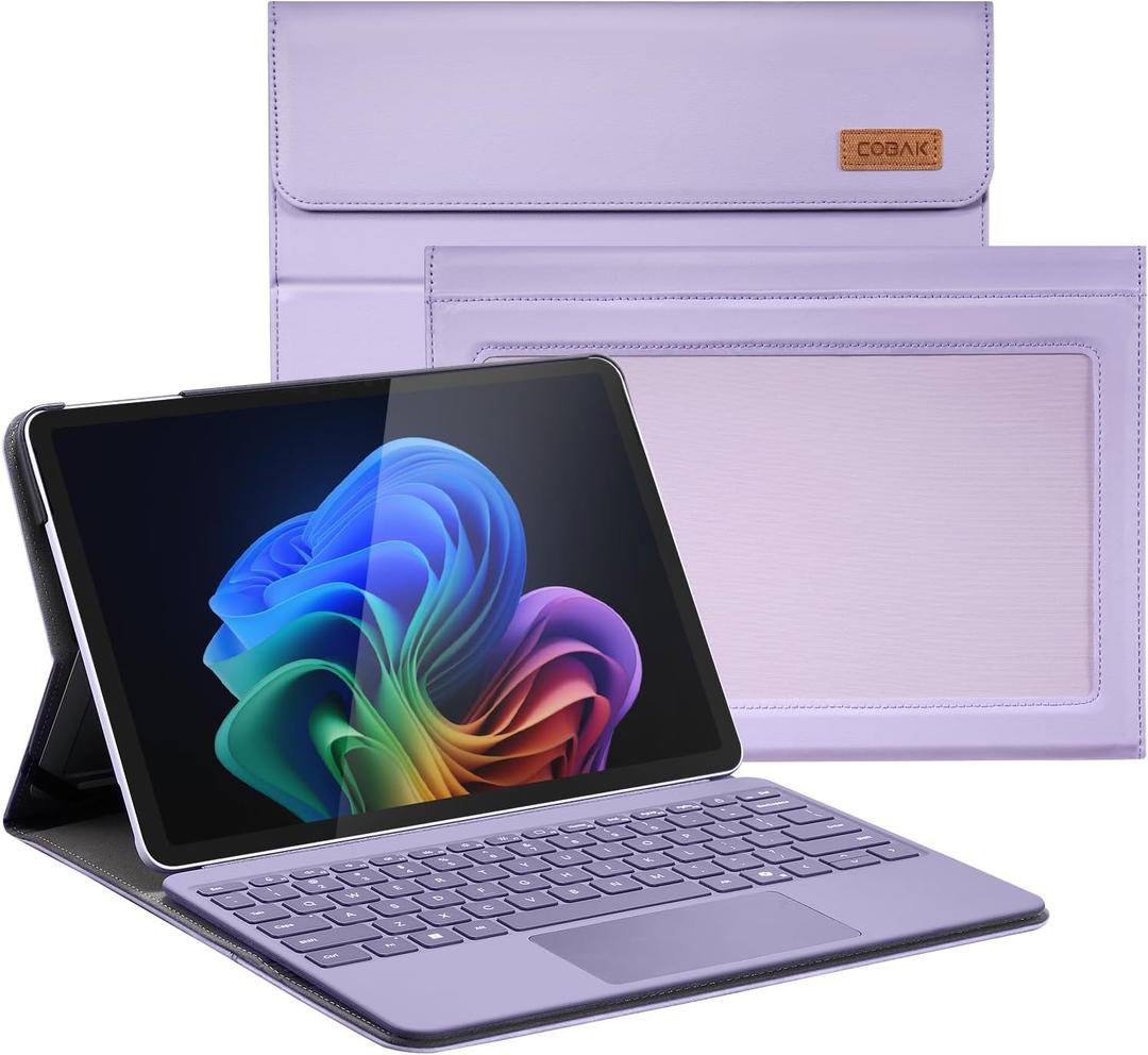 CoBak Case for Microsoft Surface Pro 12" (2025), Premium Business Cover with Multi-Angle Stand, Embedded Stylus Holder, Keyboard Support & Built-in Organizer  Tailored for Professionals,Violet