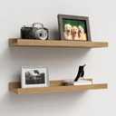 Floating Shelves Set of 2, Modern Wall Shelves with Lip, Display Picture Ledge for Bedroom, Living Room, Bathroom, Kitchen - Oak (15.7 In)