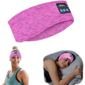 SANNWEEN Bluetooth Headband for Sleeping Side Sleepers - Wireless Adjustable Headphones for Women Rose Red