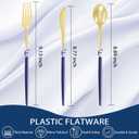 Supernal 102Pcs Dark Blue Plastic Silverware, Gold Plastic Cutlery with Dark Blue Handle, Gold Disposable Utensils Includes 34 Forks, 34 Spoons and 34 Knives for Mother's Day, Wedding, Theme Banquet