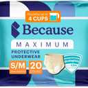 Because Discreet Maximum Adult Incontinence & Postpartum Underwear for Women, High Absorbency, Disposable, Absorbs Up to 4 Cups, Beige, Small/Medium, 20