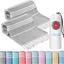 2 Pack Turkish Beach Towels Quick Dry Sand Free Soft Absorbent Extra Large Xl Big Blanket Adult Oversized Bath Pool Swim Towel Lightweight Thin Fast Drying Compact No Sand Packable Vacation Essentials