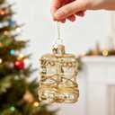 WDS WONDROUS Christmas Ornament Decorations for Home  Gold Snow Boots Shaped Glass, Xmas Hanging Ornament Whimsical for Holiday Decor Gift Christmas Party Decoration (Set of 1, Gold and White)