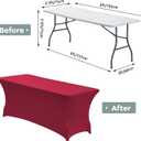 CWK 6FT Waterproof Stretch Spandex Table Cover for Rectangular Tables - Elastic Fitted Tablecloth for Folding Tables,Wrinkle Resistant Table Cloth for Parties, Weddings, Banquets & Events(Apple Red)