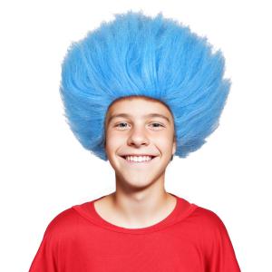 FantaLook Short Blue Fluffy Cosplay Wig for Funny Costume for Halloween
