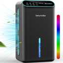 LOMMOL Dehumidifier, (800 Sq.ft) Dehumidifier for Bedroom, 86 OZ Water Tank, Dehumidifiers for Home with Essential Oil Diffuser, 7 Color LED Light, 8/16/24H Timer, Auto Shut-off, Sleep Model, Black