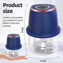 Electric Garlic Chopper, Mini Food Processor & Vegetable Chopper, 350ml Portable Cordless USB Rechargeable Garlic Chopper, Powerful Chopper for Onion, Herb, Nut, Easy to Clean Glass ContainerBlue