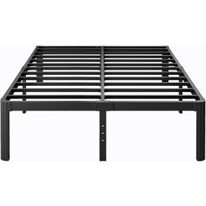 14 Inch High Platform Metal Queen Size Bed Frame, Queen Bed Frame no Box Spring Needed, Easy Assembly, Heavy Duty, Noise Free, Black