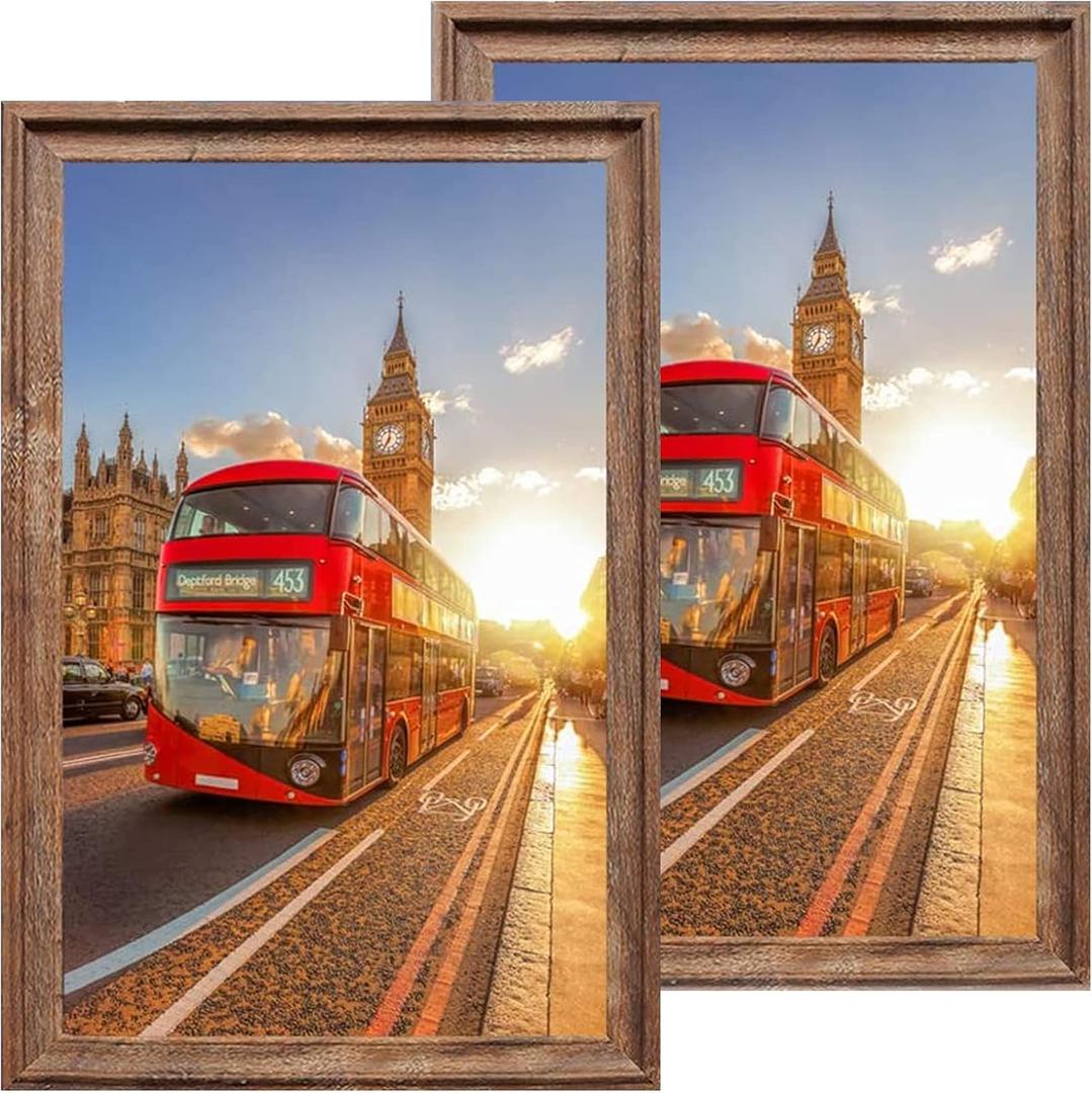 24x36 Picture Frames Poster Frames Set of 2, Wall Hanging 24x36 Poster Frame Vintage Brown, 24x36-2 Pack