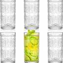 Bekith 6 Pack 12 oz Romantic Water Glasses, Premium Drinking Glasses Tumblers for Beverages, Beer, Refreshments, Vintage Glassware Set for Dinner Parties, Bars, Restaurants