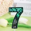 6 x 7th Pixel Miner Birthday Candles, Number 7 Candle, Pixels Cake Topper for Boys Girls, Game Themed Birthday Decorations Party Supplies (Large)